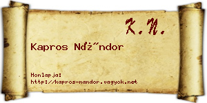 Kapros Nándor névjegykártya